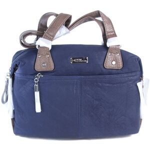 NWT Stone Mountain Long Beach Satchel Purse Leather Shoulder Bag Blue